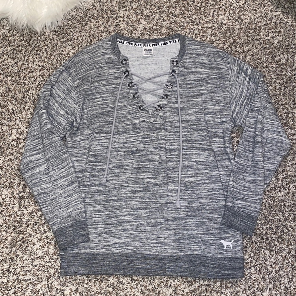 lace up crewneck